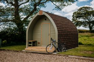 Our secure bike storage pod at High Barn Cottages